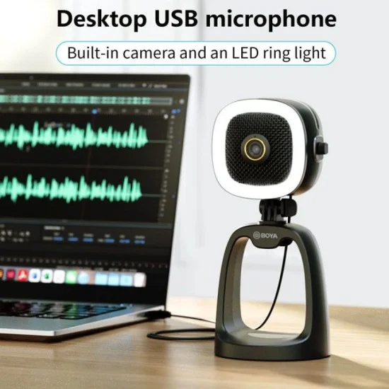 BOYA All-In-One Usb Microphone With Led Ring Light, Microphone& 1080P Camera